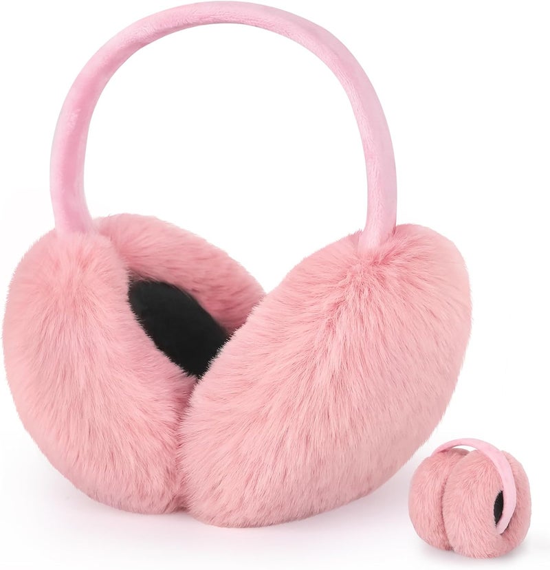 Lainlight Store Earmuffs for Women Winter Warm Foldable Ear Muffs Faux Fur Cute Fuzzy Ear Warmers for Girls Women - Image 1